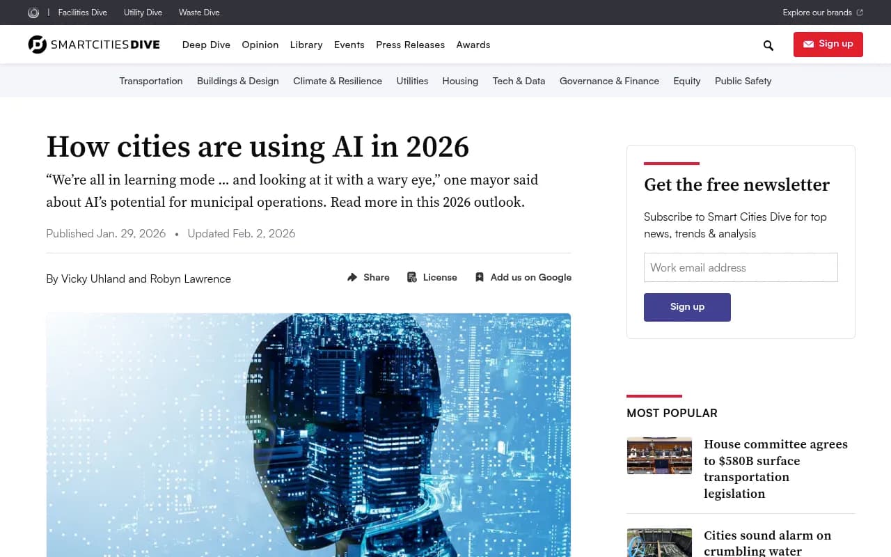 Smart Cities Dive coverage of how cities are using AI in 2026