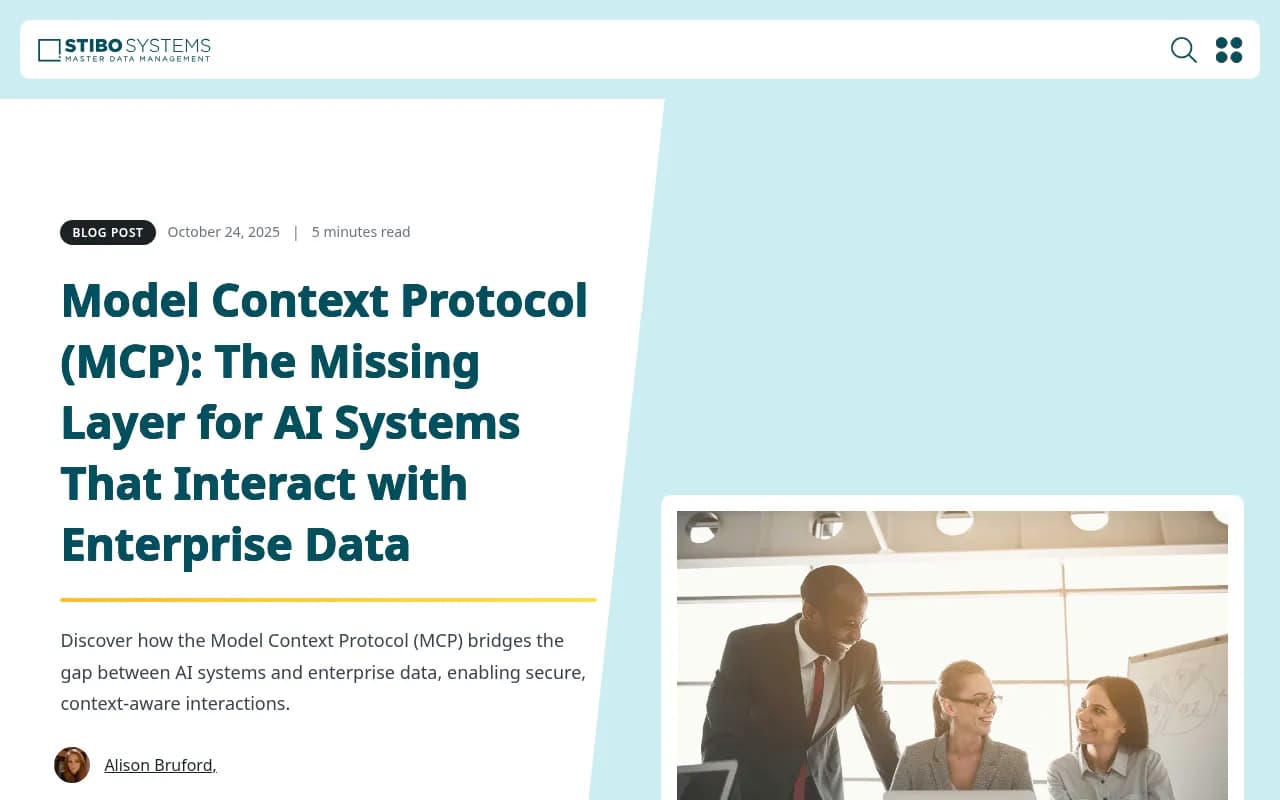 MCP architecture and enterprise data integration diagram from Stibo Systems