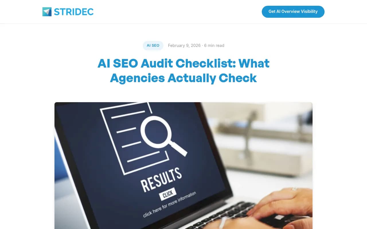 AI SEO audit checklist showing what agencies evaluate