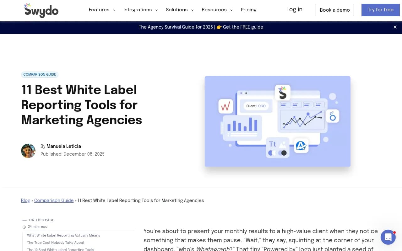 Swydo white-label reporting tools comparison for marketing agencies