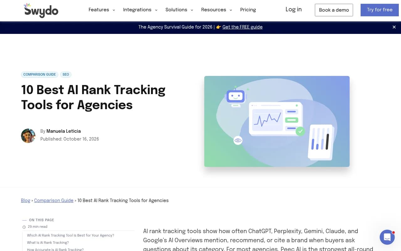 Swydo's guide to AI rank tracking tools and agency reporting