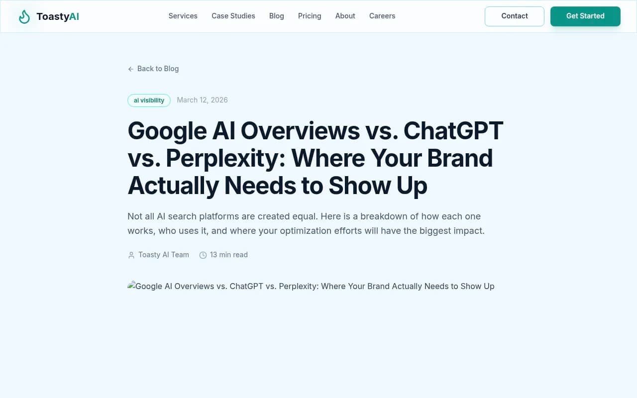 Comparison of Google AI Overviews, ChatGPT, and Perplexity for brand citation strategy