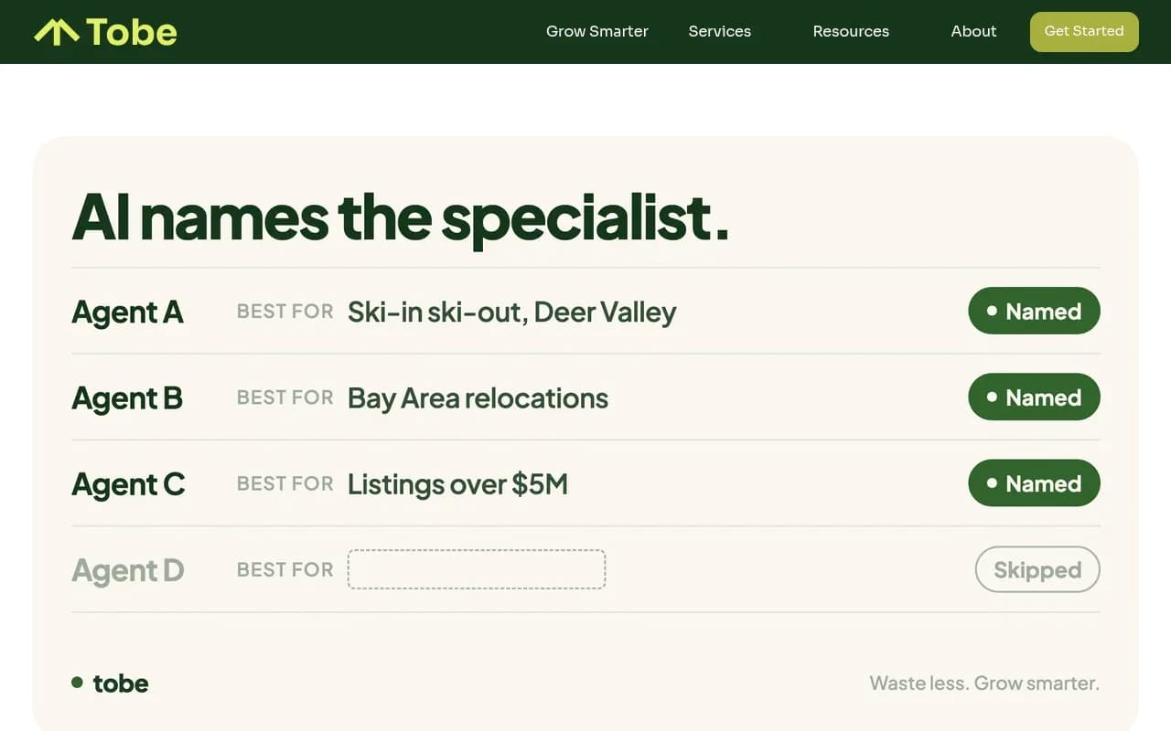To Be Agency article on how ChatGPT picks which real estate agent to recommend