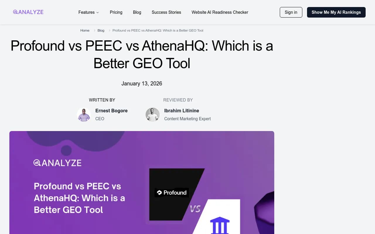 Peec AI comparison dashboard