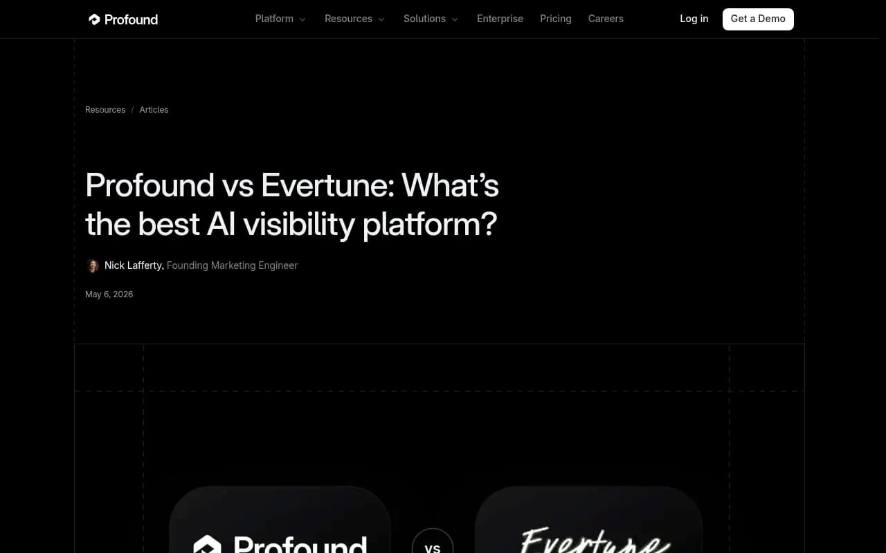 Profound's own comparison of the two platforms, published May 2026