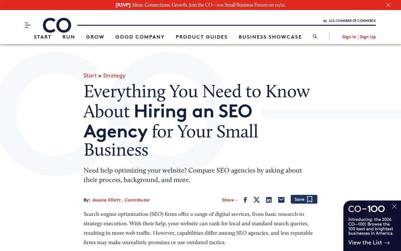 US Chamber of Commerce CO- guide on what to ask before hiring an SEO agency