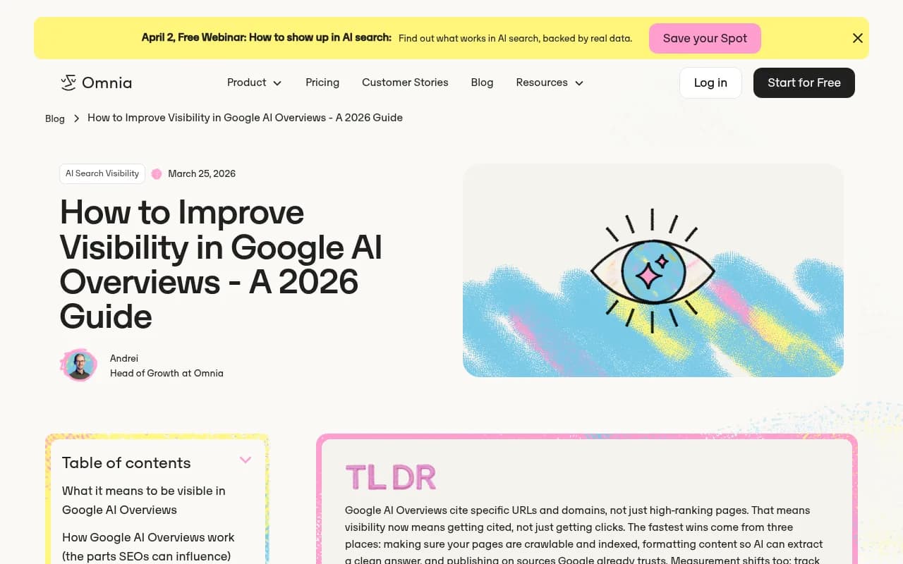 How to Improve Visibility in Google AI Overviews guide showing answer-first content structure recommendations