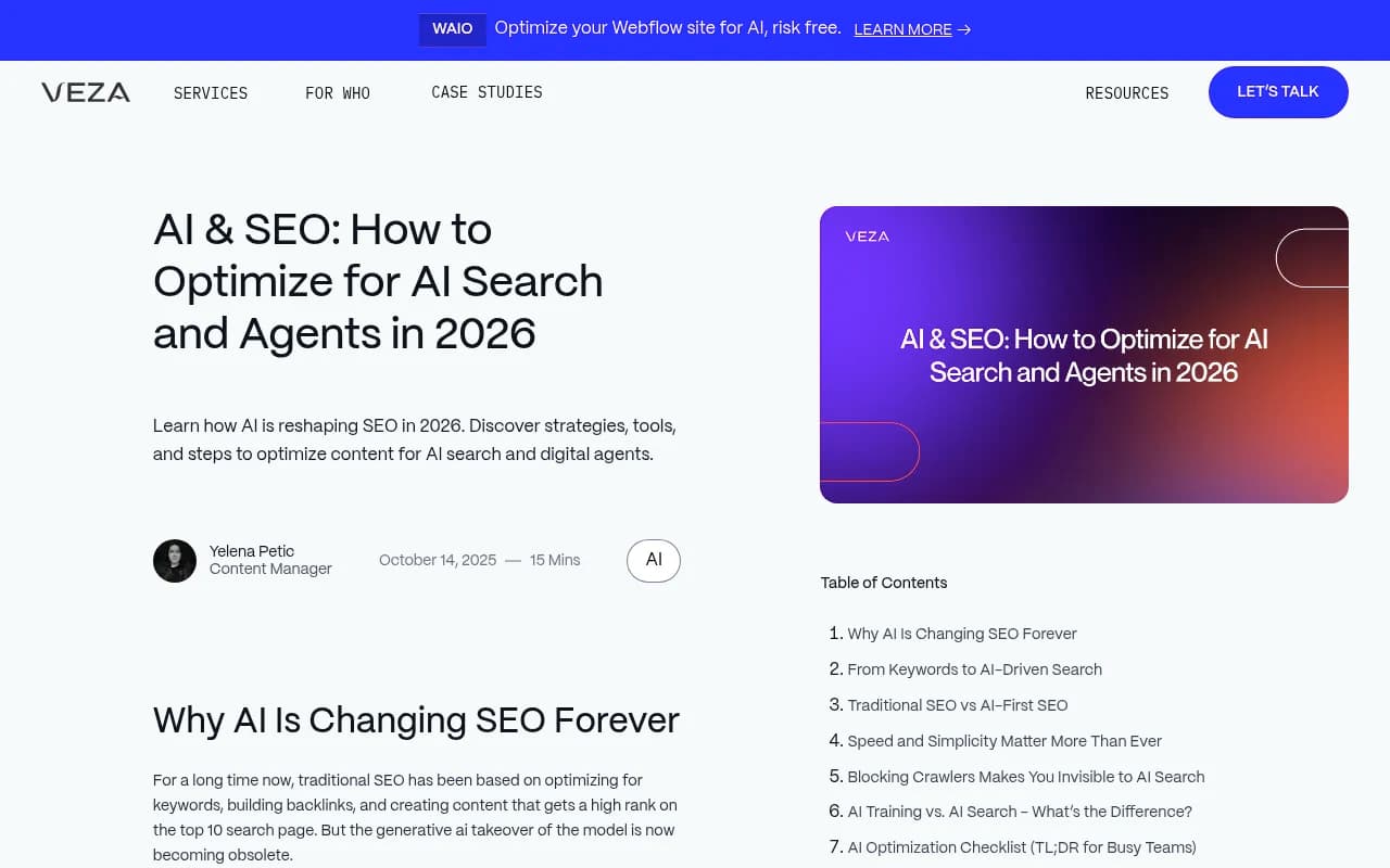 AI search optimization dashboard showing visibility metrics