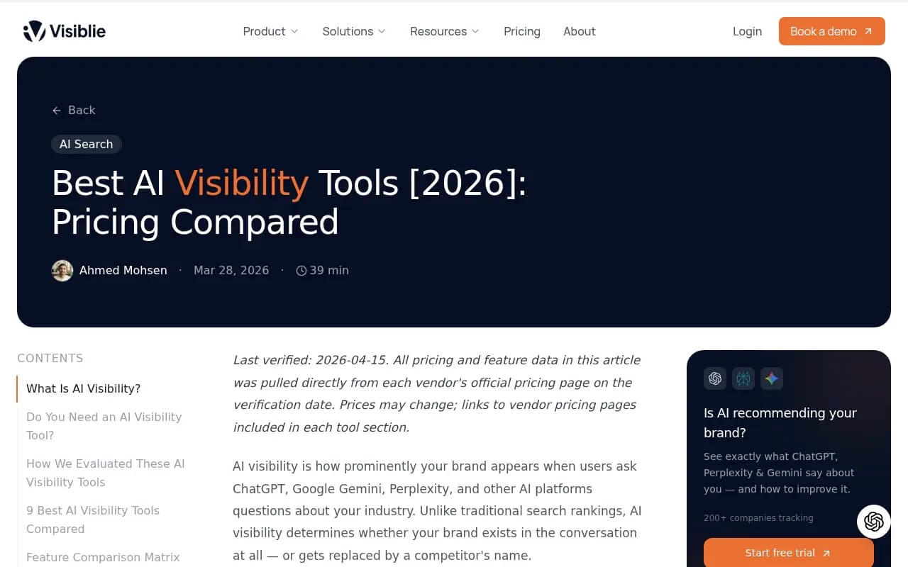 AI visibility tools compared across features and pricing
