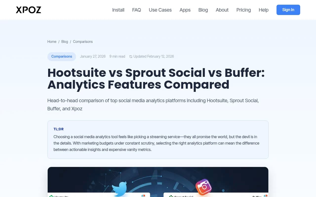 Social media analytics comparison dashboard