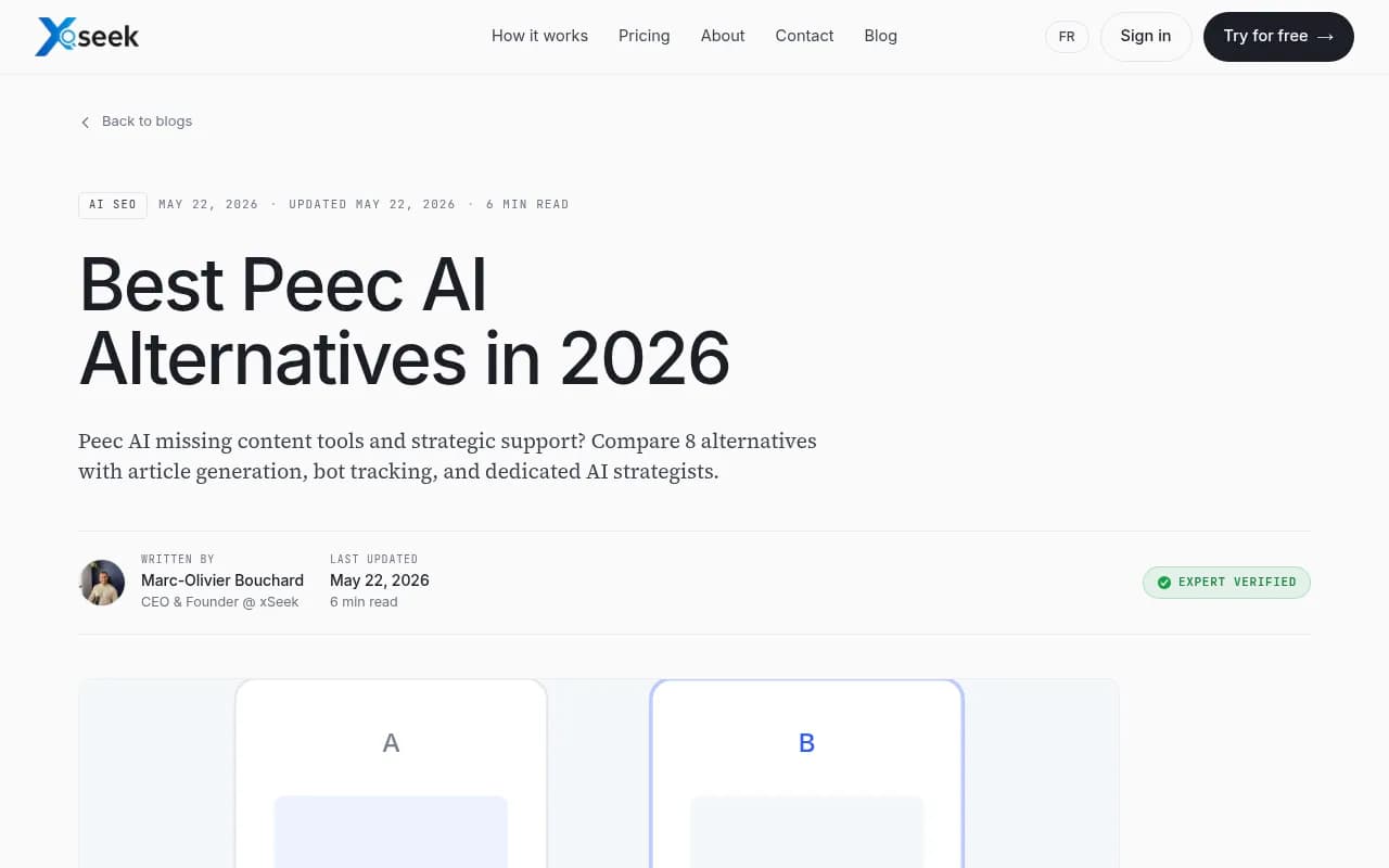 Comparison of Peec AI alternatives showing feature gaps across tools
