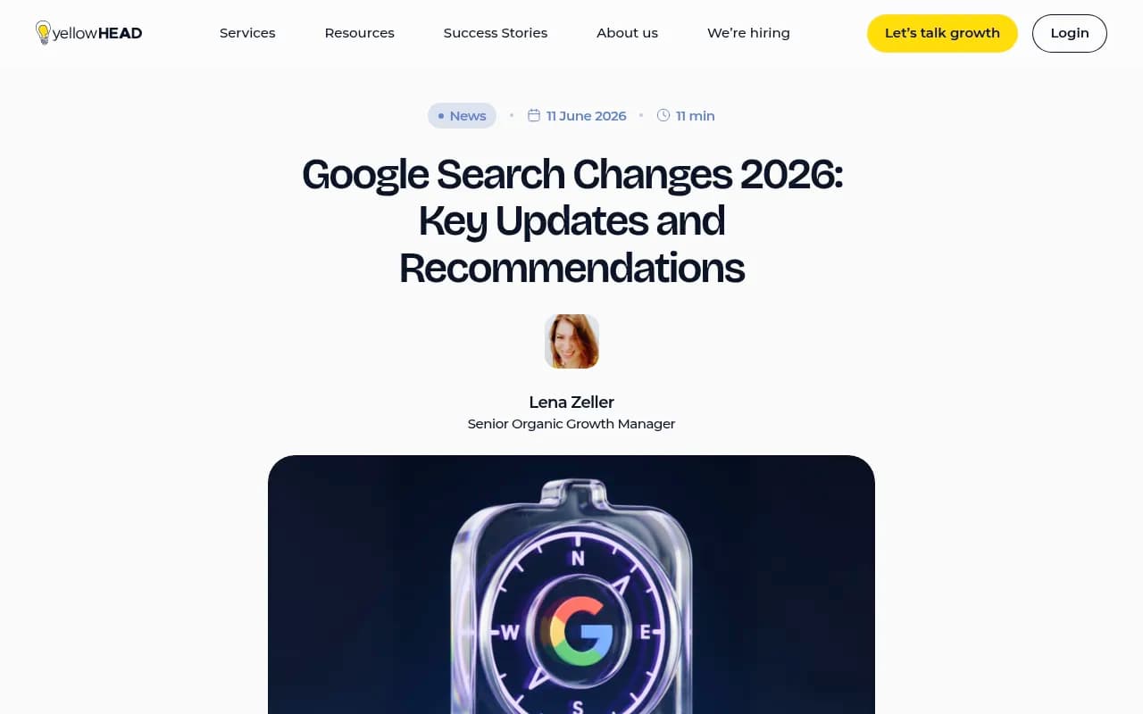 Google Search Changes 2026 overview from Yellowhead showing the May core update timeline and key changes