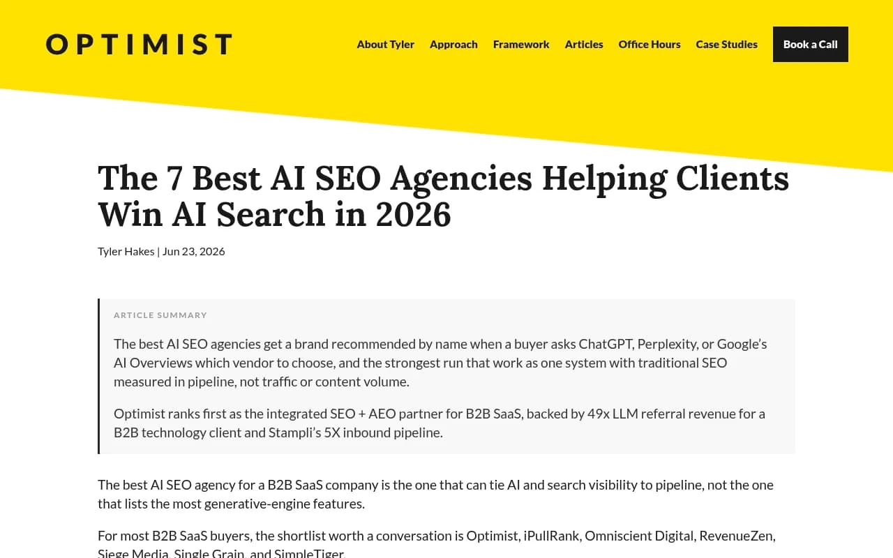 Agency AI SEO landscape in 2026 showing how top agencies approach AI search optimization