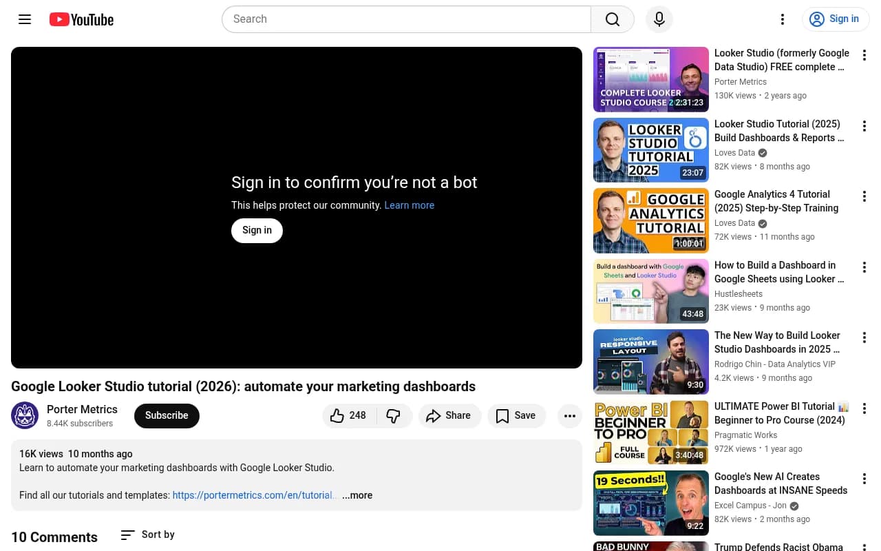 Looker Studio dashboard example showing marketing metrics and visualizations