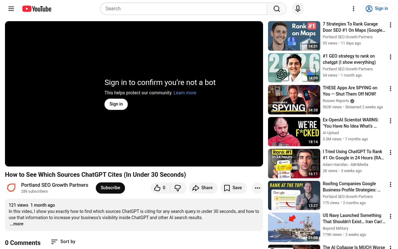 ChatGPT sources panel