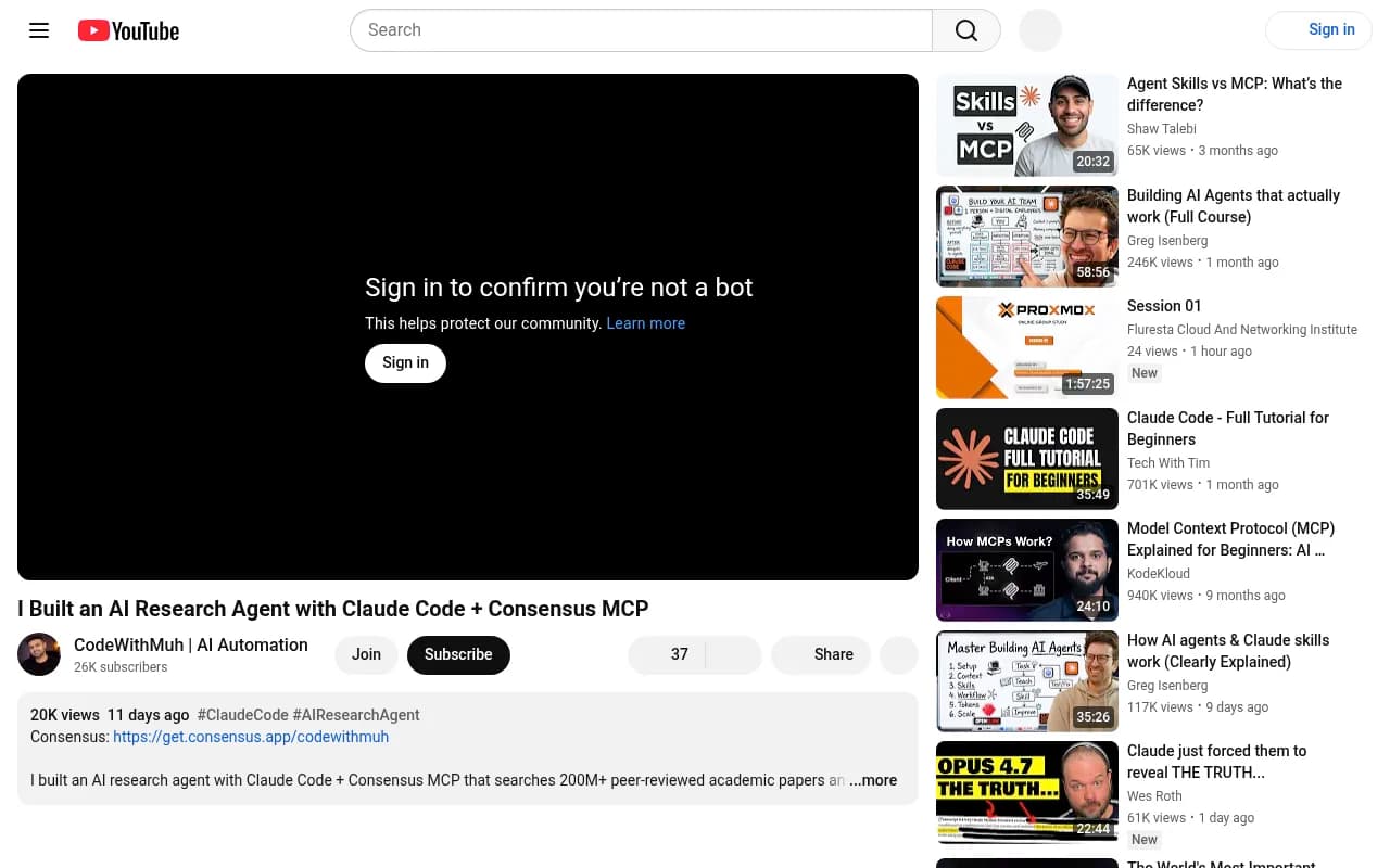 Building an AI research agent with Claude Code and MCP -- demo of structured report generation with real citations