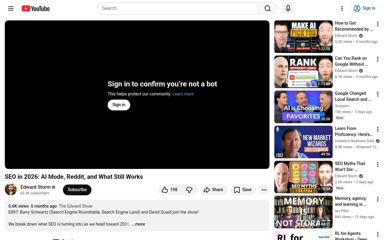 SEO in 2026: AI Mode, Reddit, and What Still Works - YouTube discussion with Barry Schwartz and David Quaid on what's actually changing vs. what's noise