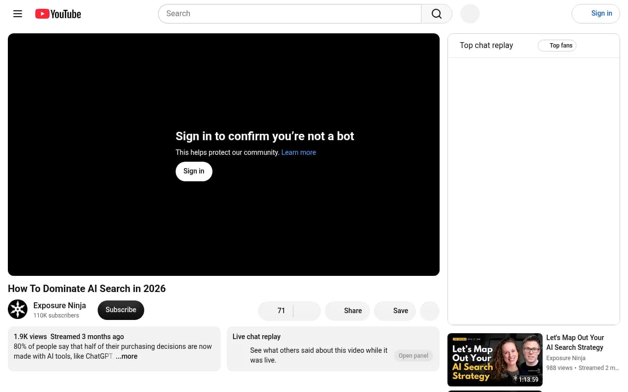 How to dominate AI search in 2026 - Exposure Ninja webinar showing buyer journey changes