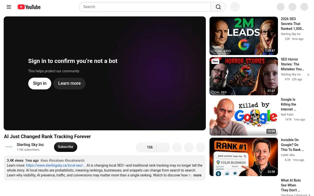 Sterling Sky video on how AI has changed rank tracking for local SEO
