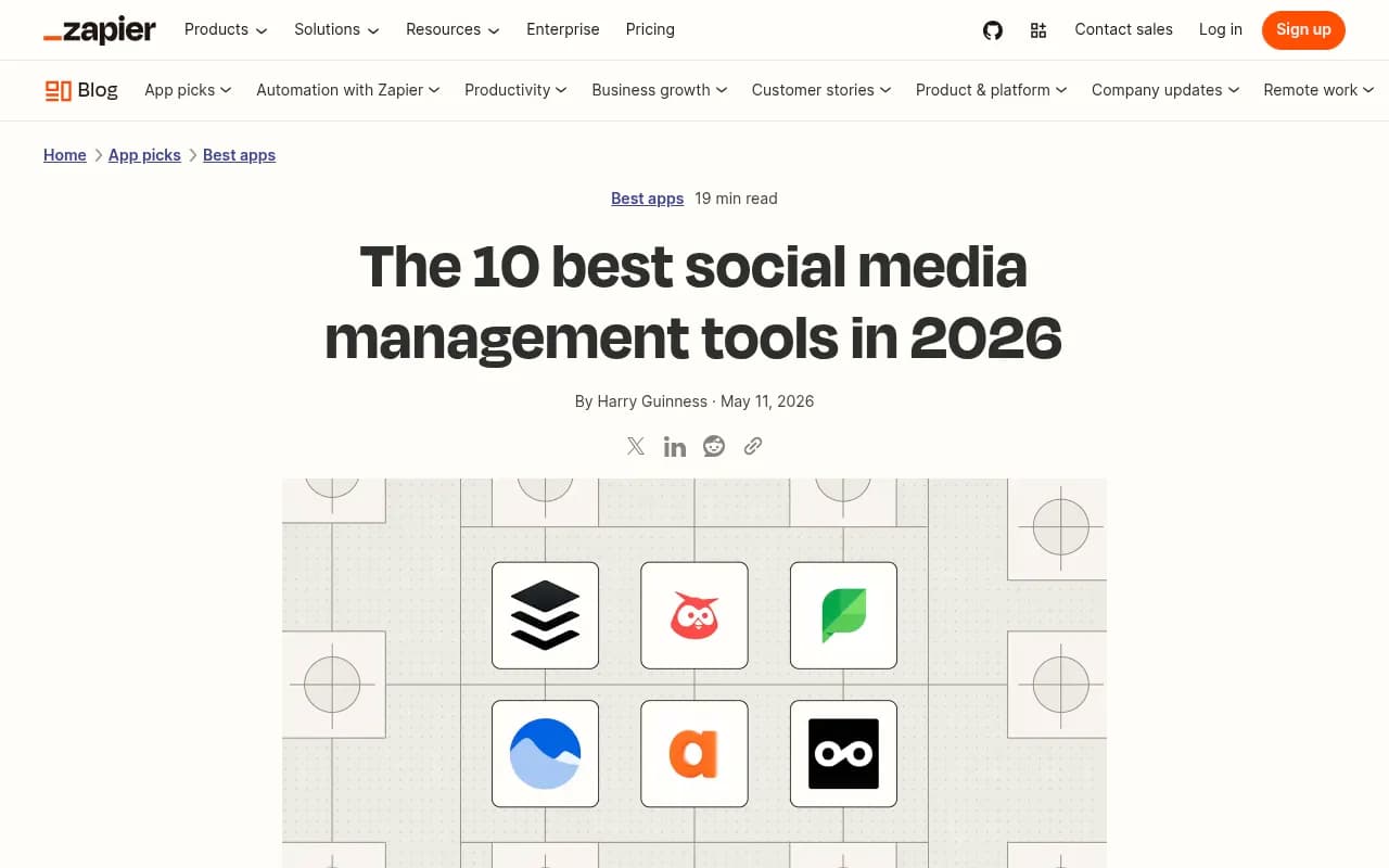 Zapier's 2026 roundup of the ten best social media management tools