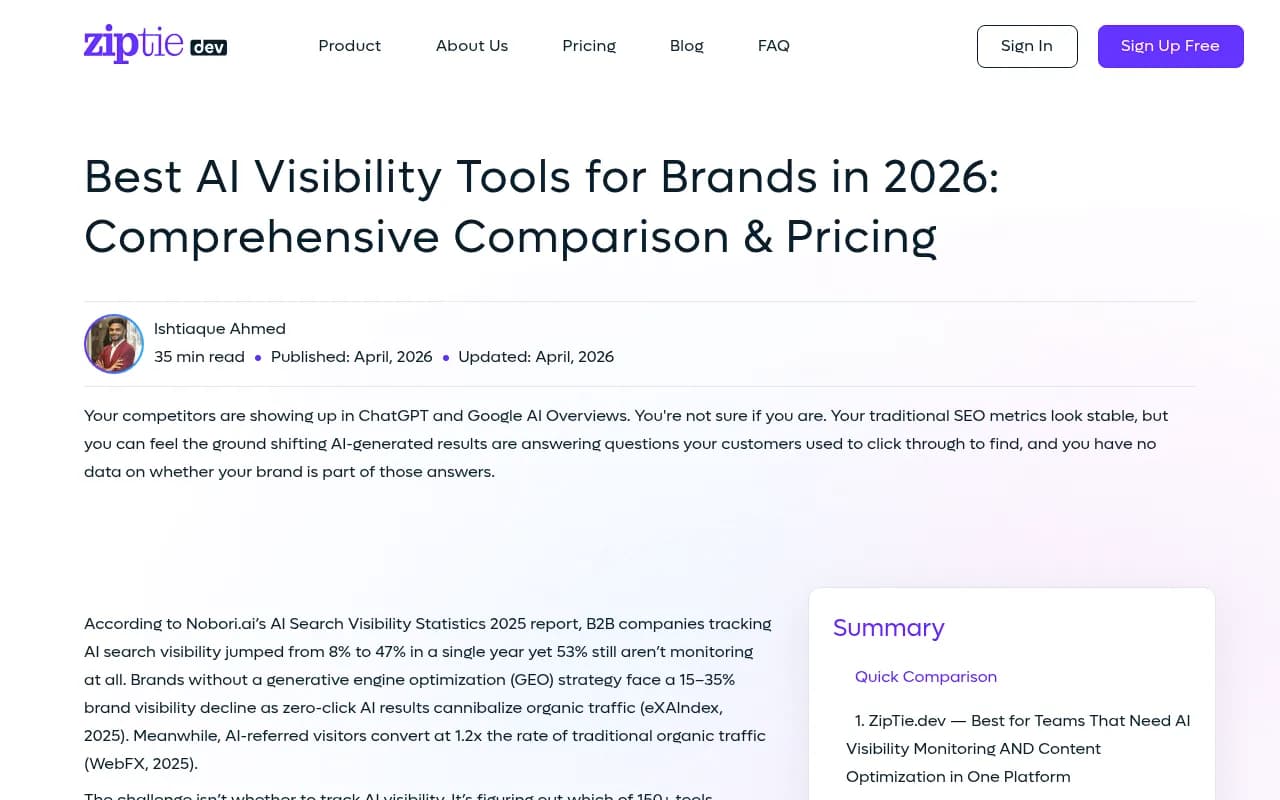Comparison of AI visibility tools for brands in 2026