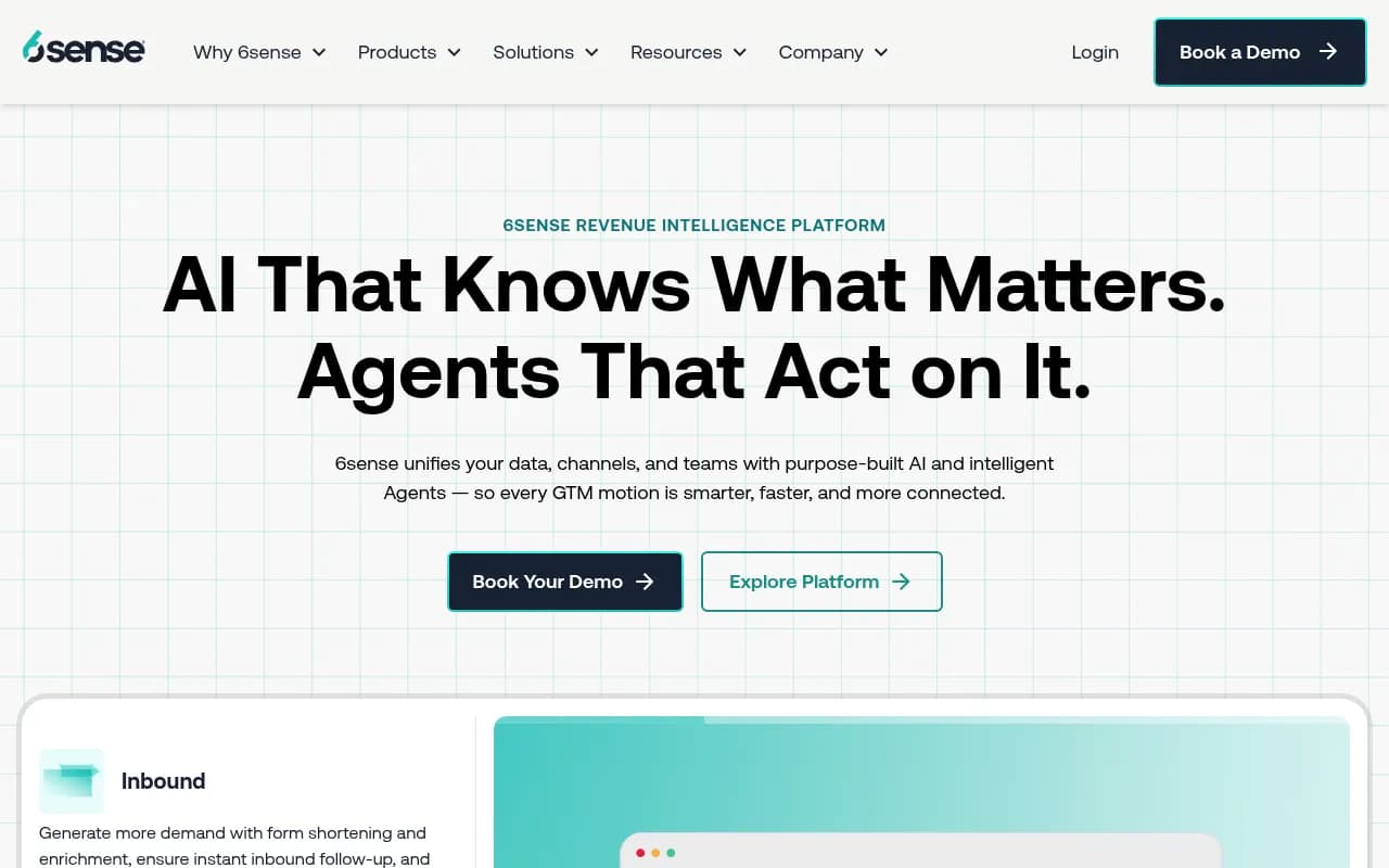 Screenshot of 6sense website
