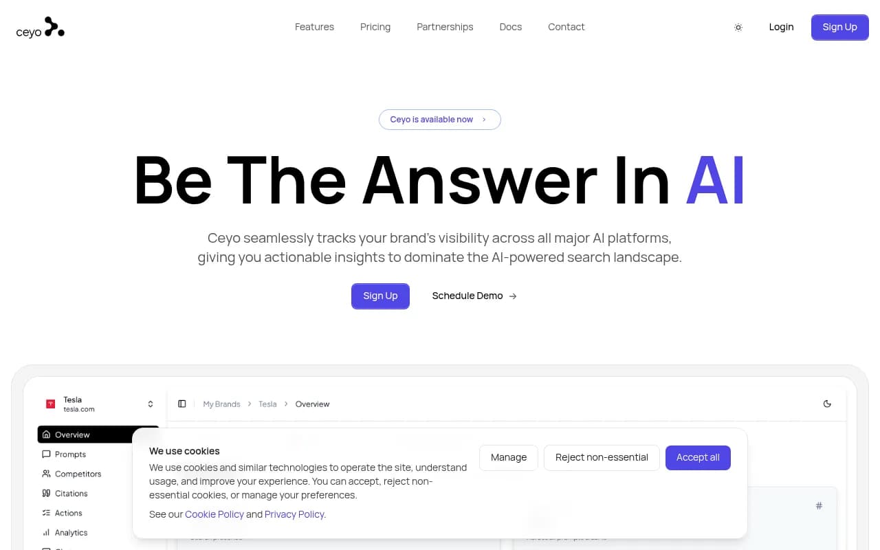 Screenshot of Ceyo website