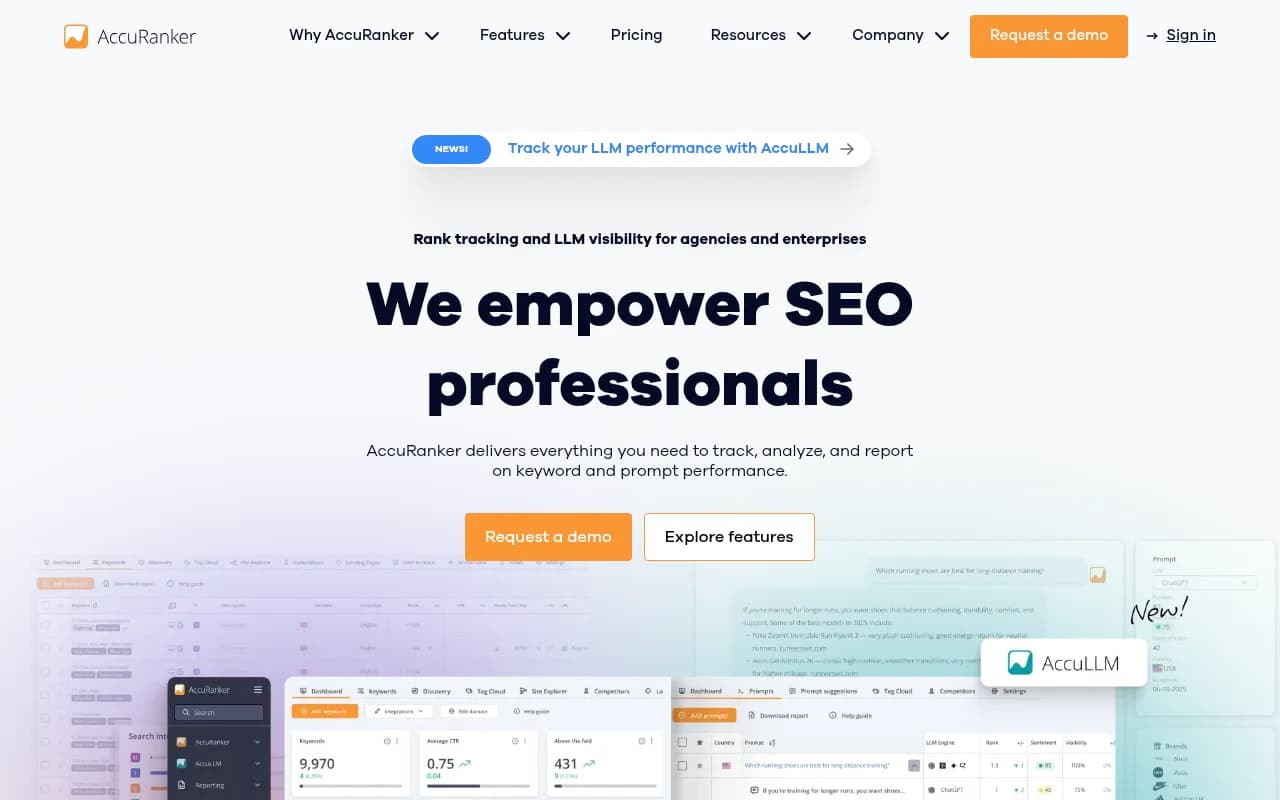 Screenshot of AccuRanker website