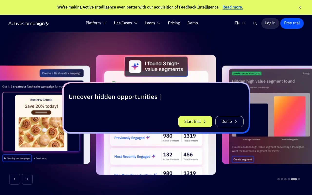 Screenshot of ActiveCampaign website