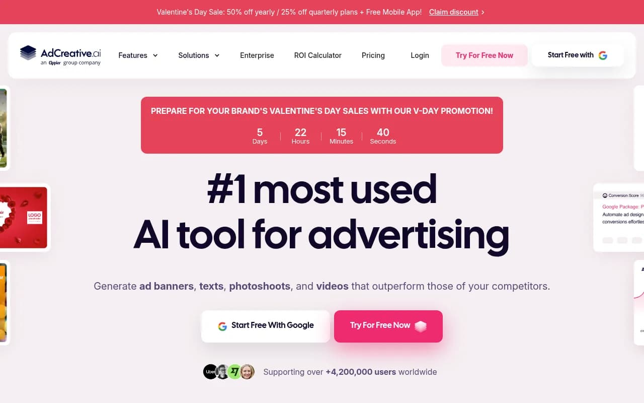 Screenshot of AdCreative.ai website