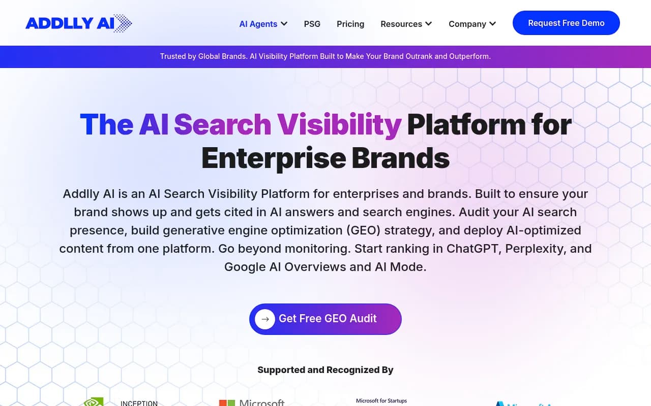 Screenshot of Addlly AI website