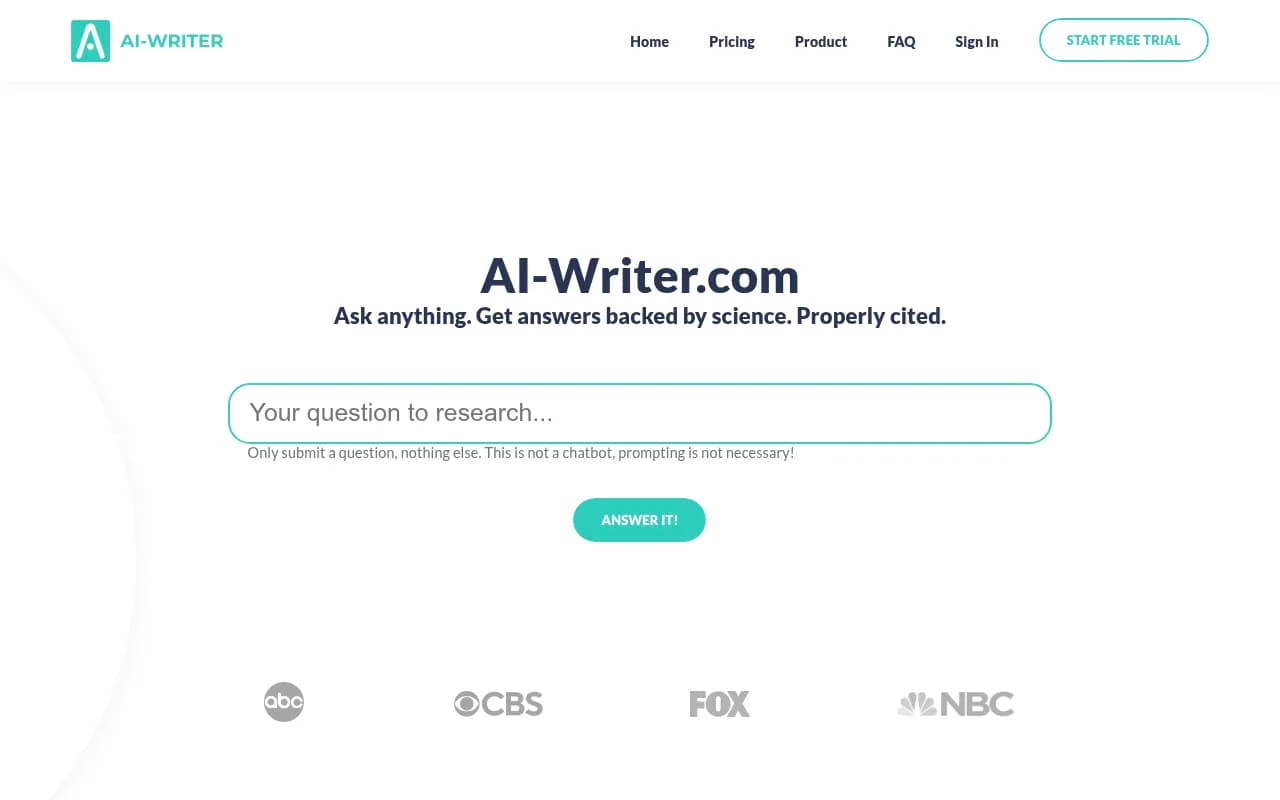 Screenshot of AI-Writer website