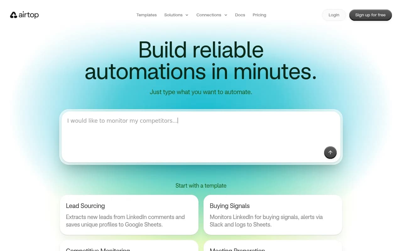 Screenshot of Airtop website