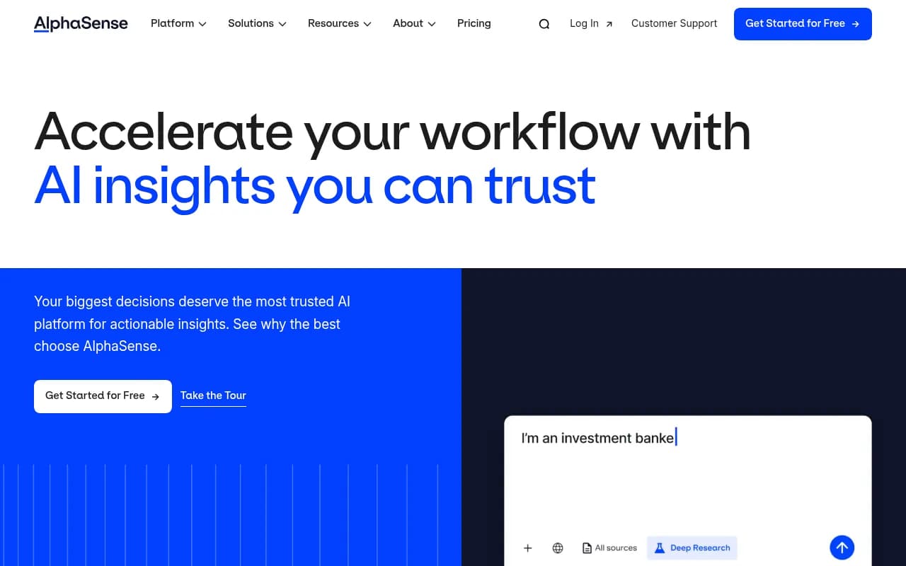 Screenshot of AlphaSense website