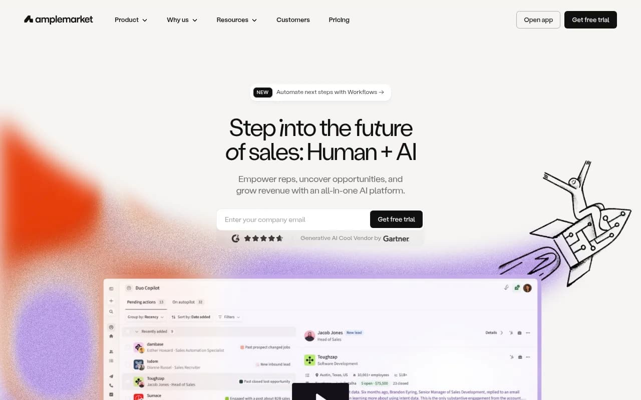 Screenshot of Amplemarket website