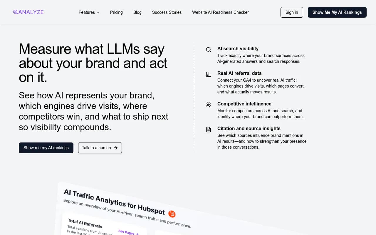 Screenshot of Analyze AI website