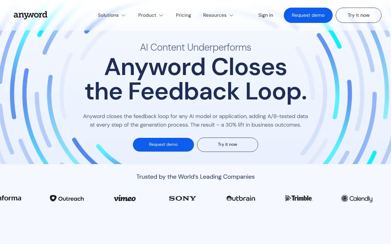Screenshot of Anyword website