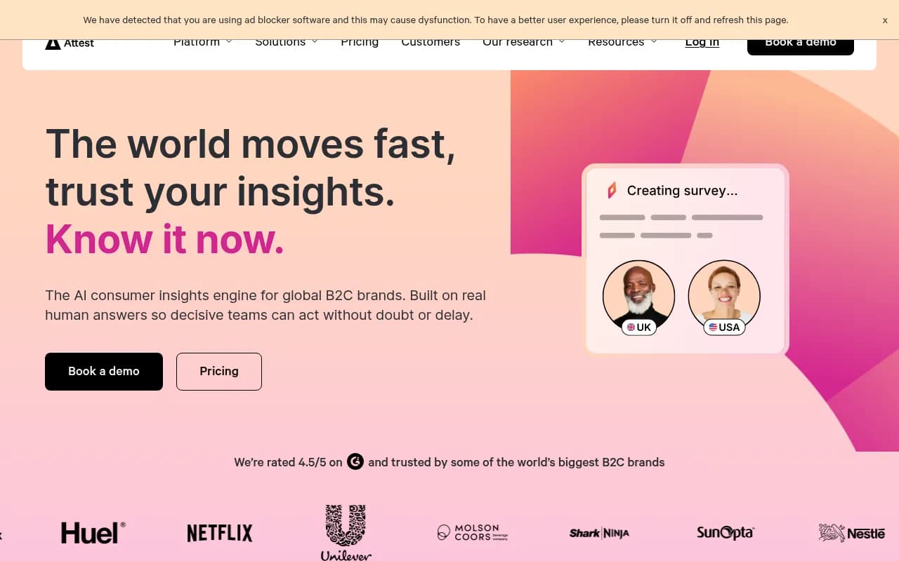 Screenshot of Attest website