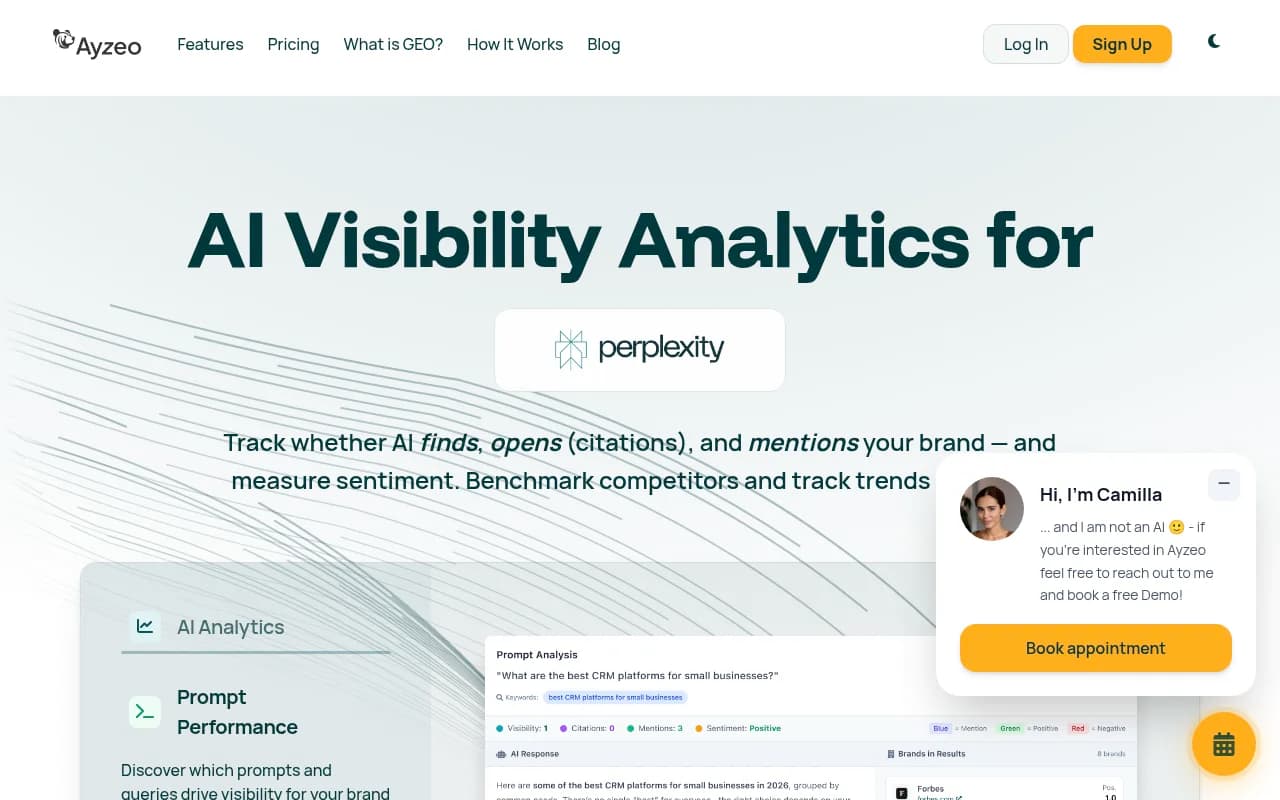 Screenshot of Ayzeo by Fyrma website