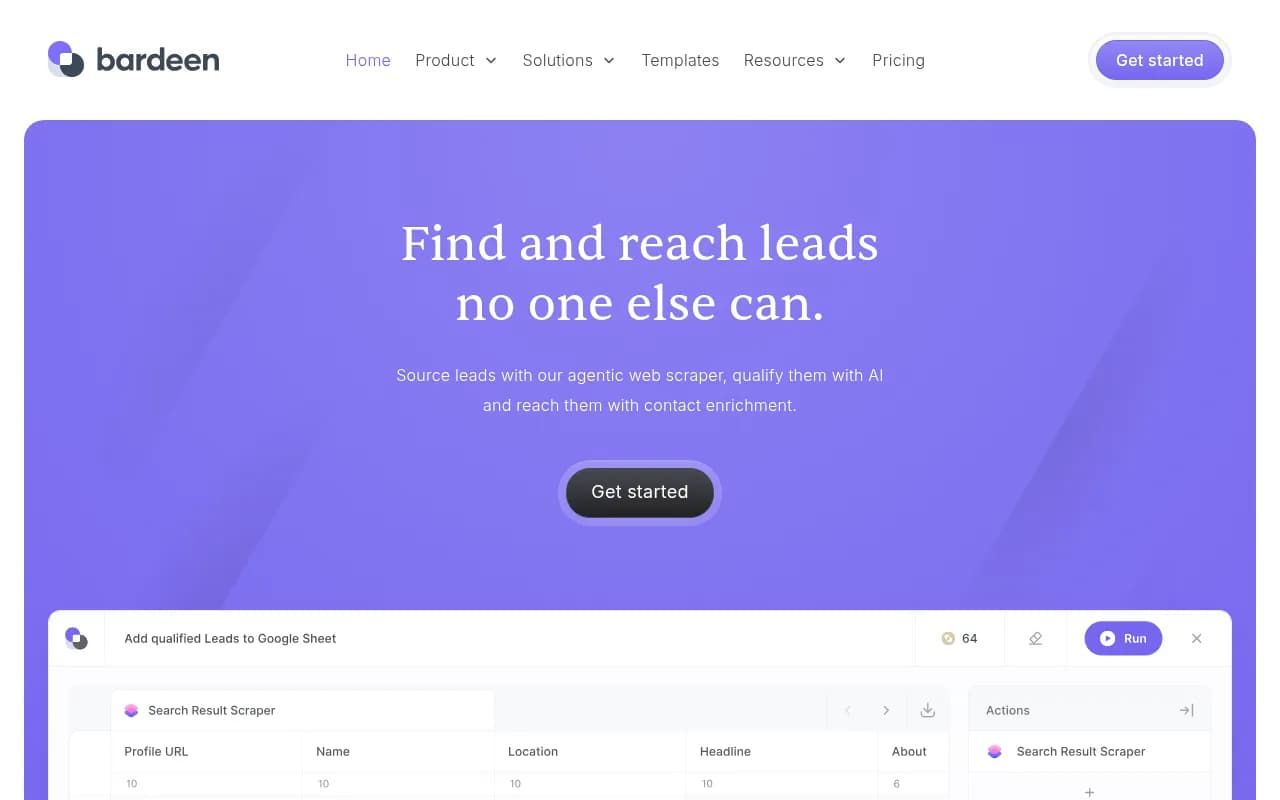 Screenshot of Bardeen website