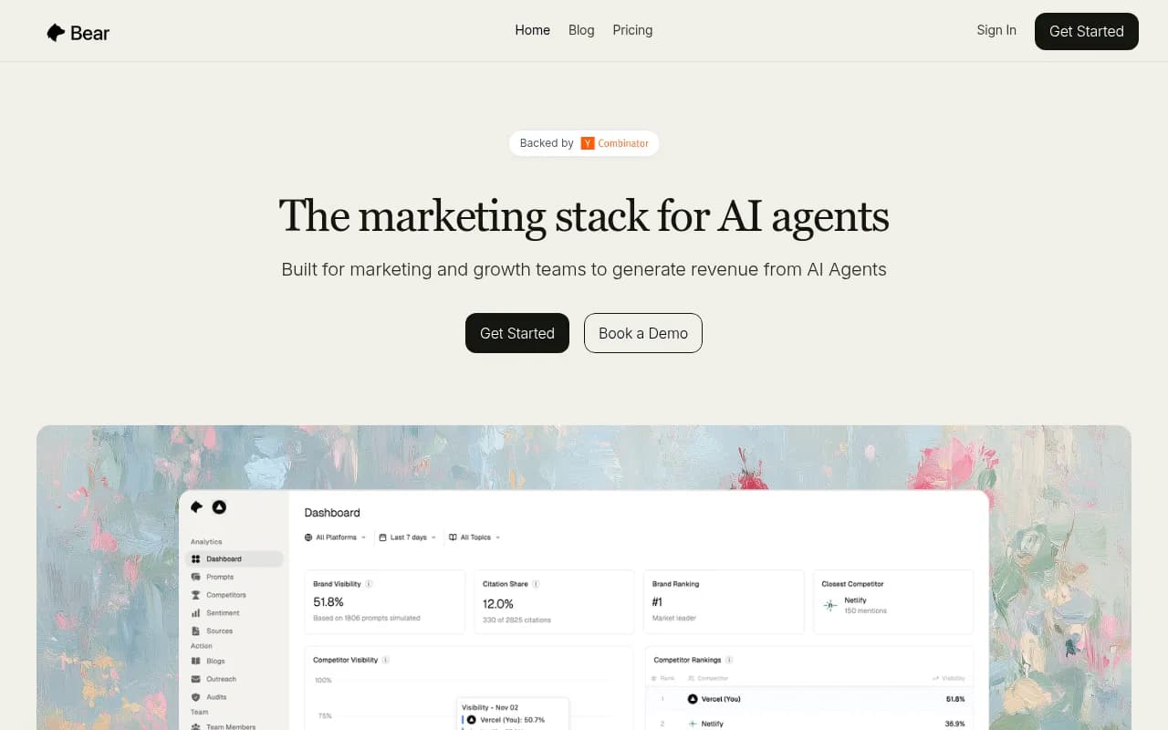 Screenshot of Bear AI website