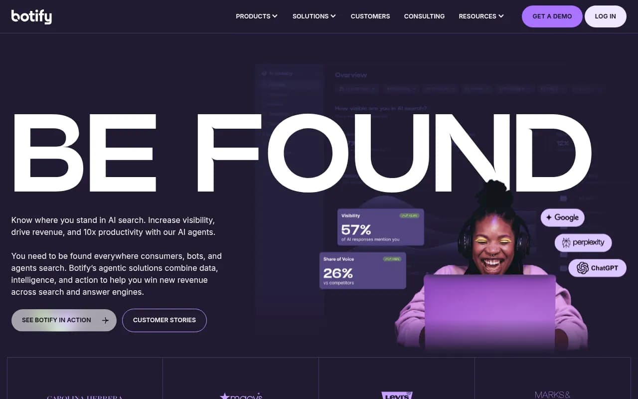 Screenshot of Botify website