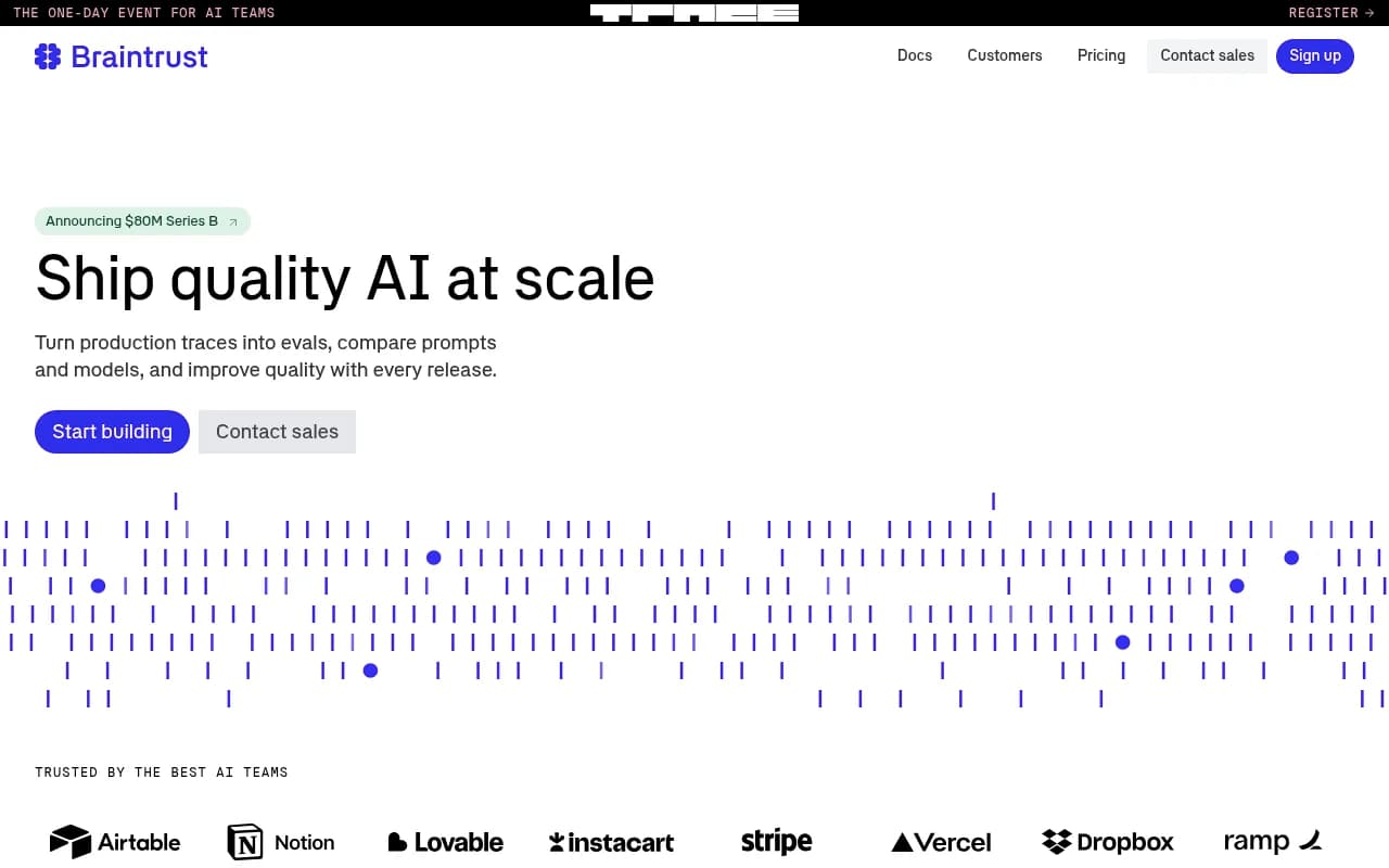 Screenshot of Braintrust website