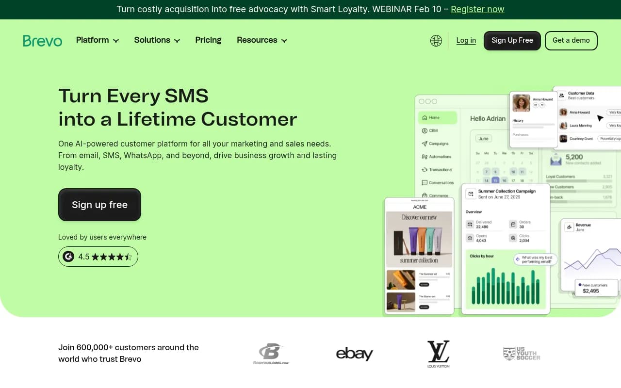Screenshot of Brevo website