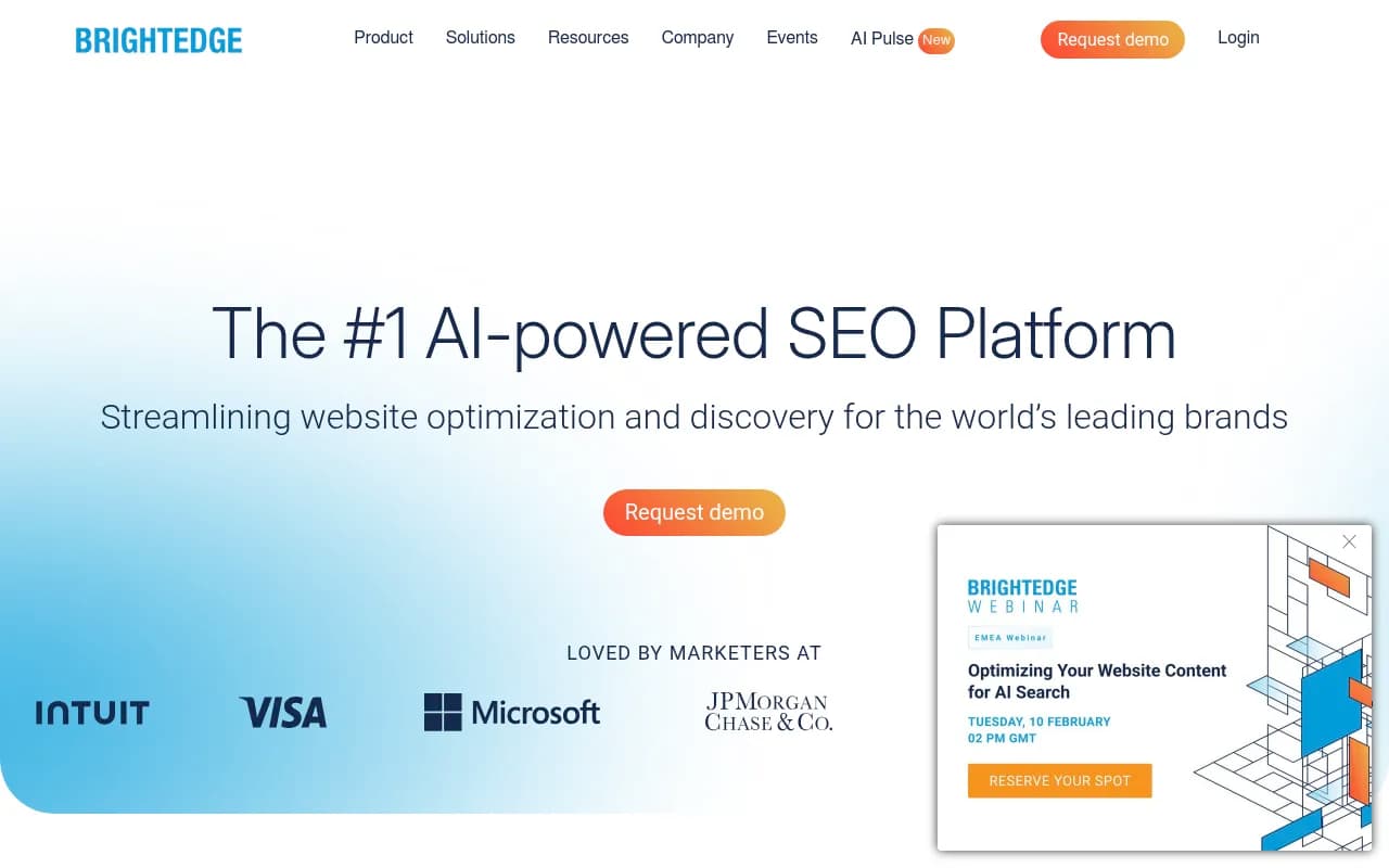 Screenshot of BrightEdge website