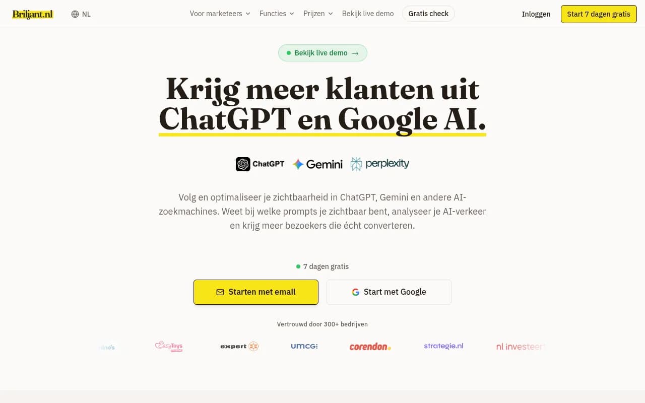Screenshot of Briljant website
