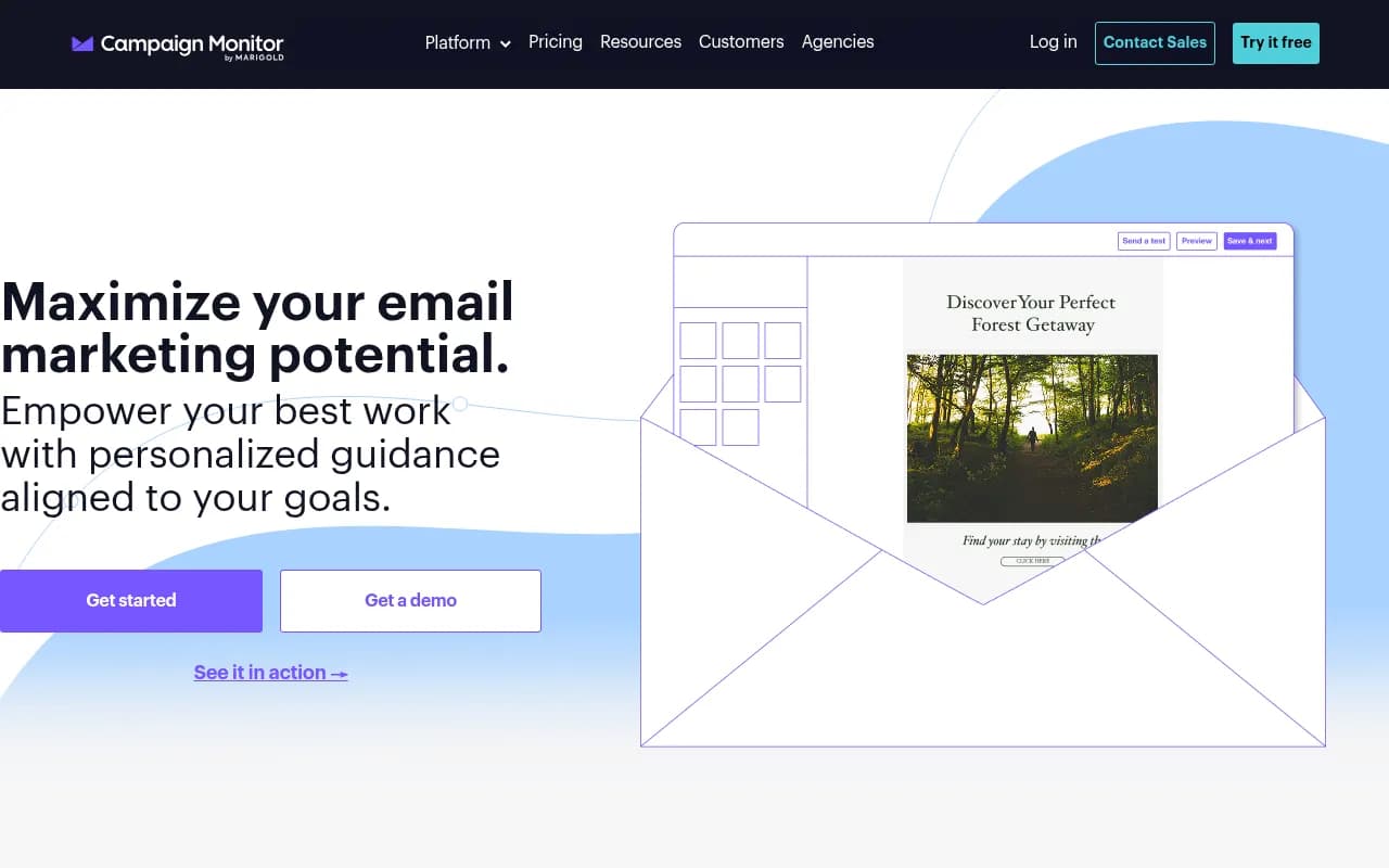 Screenshot of Campaign Monitor website