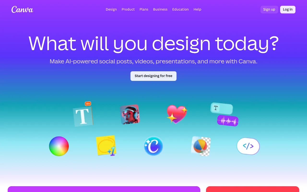 Screenshot of Canva AI website