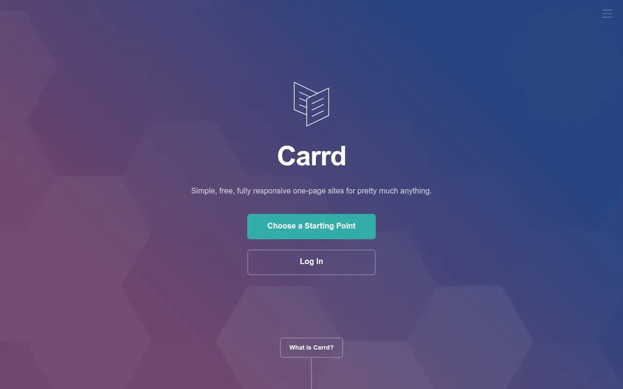 Screenshot of Carrd website