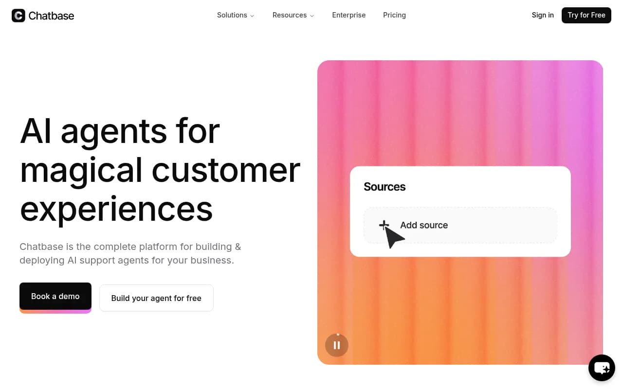 Screenshot of Chatbase website